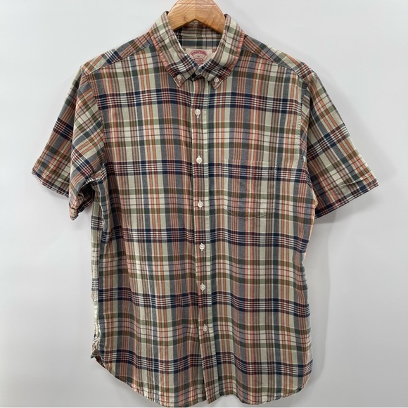 Brooks Brothers Retro Collared Short Sleeve Plaid Button Down Size Large - Picture 1 of 7